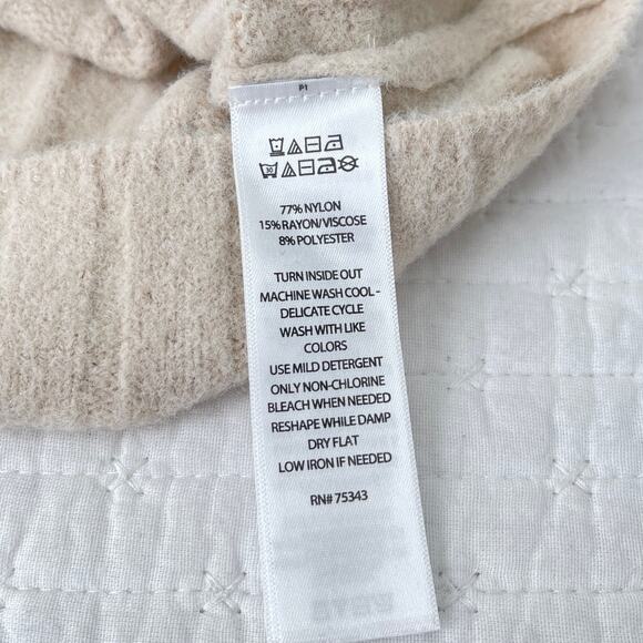 New London Kaye Long Sleeve Cropped Button Up Knit Sweater Top Cream Tan Size S - Picture 4 of 5